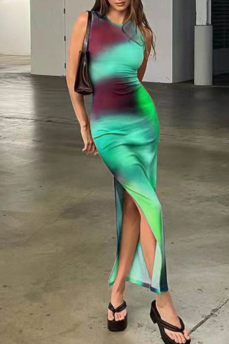 Stilla | Sexet Tie Dye Print O Hals A-linje Kjoler
