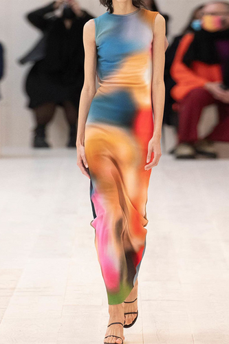 Stilla | Sexet Tie Dye Print O Hals A-linje Kjoler