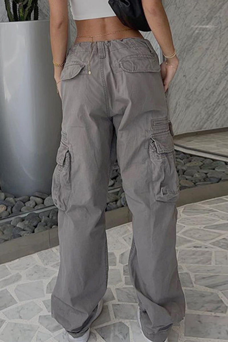 Stilla | Gade Solid Lapper Lomme Lav Talje Løse Denim Jeans