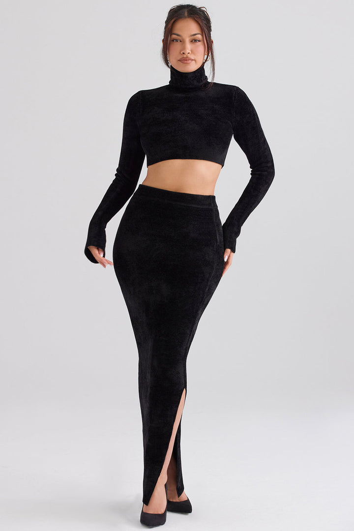 Stilla | Chenille Crop Top Med Maxi Nederdel