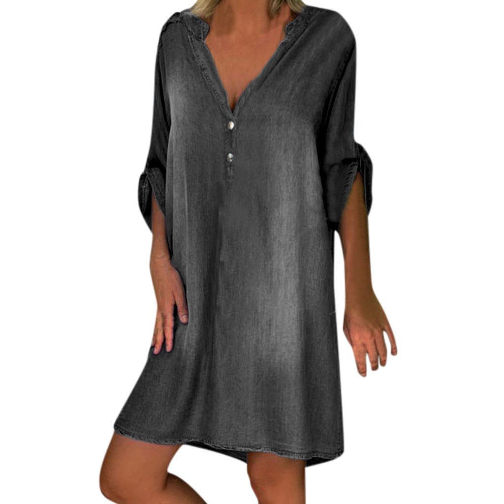 Femme Afslappet Denim Tunika Kjole Stilla