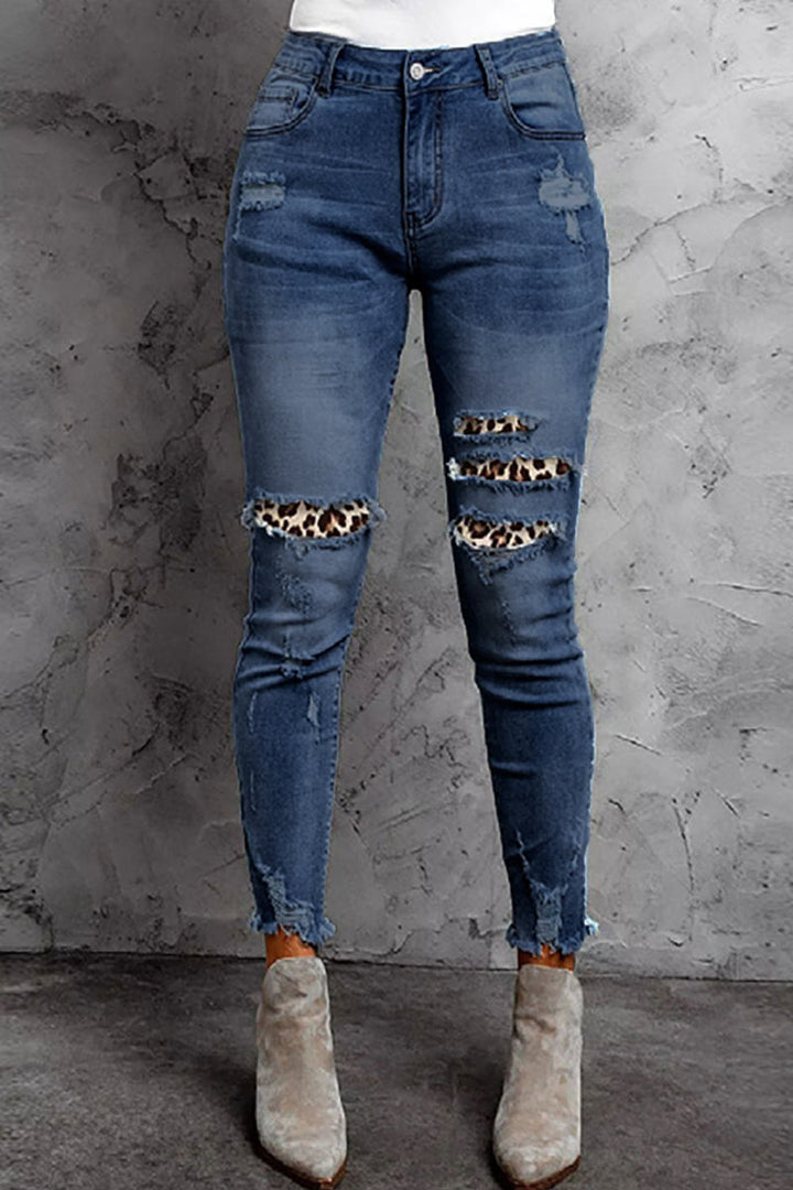 Stilla | Afslappet Patchwork Gør Gamle Almindelige Denim Jeans