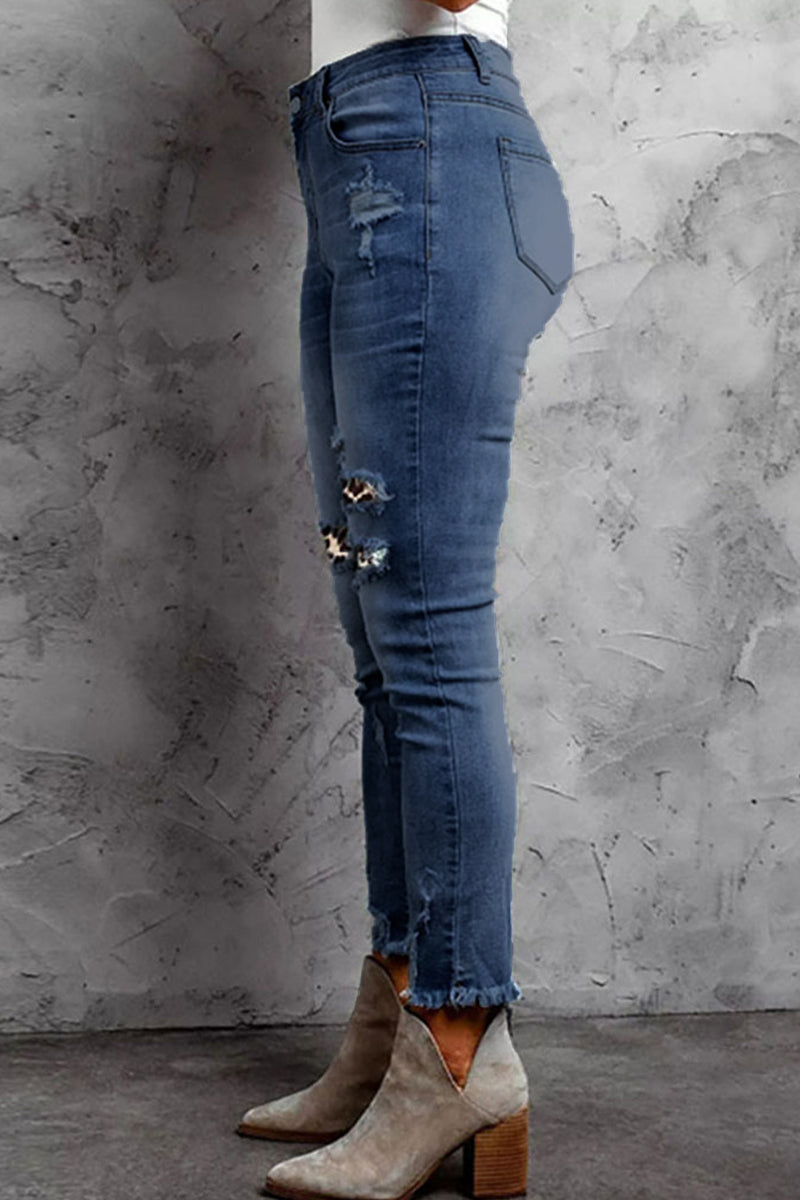 Stilla | Afslappet Patchwork Gør Gamle Almindelige Denim Jeans