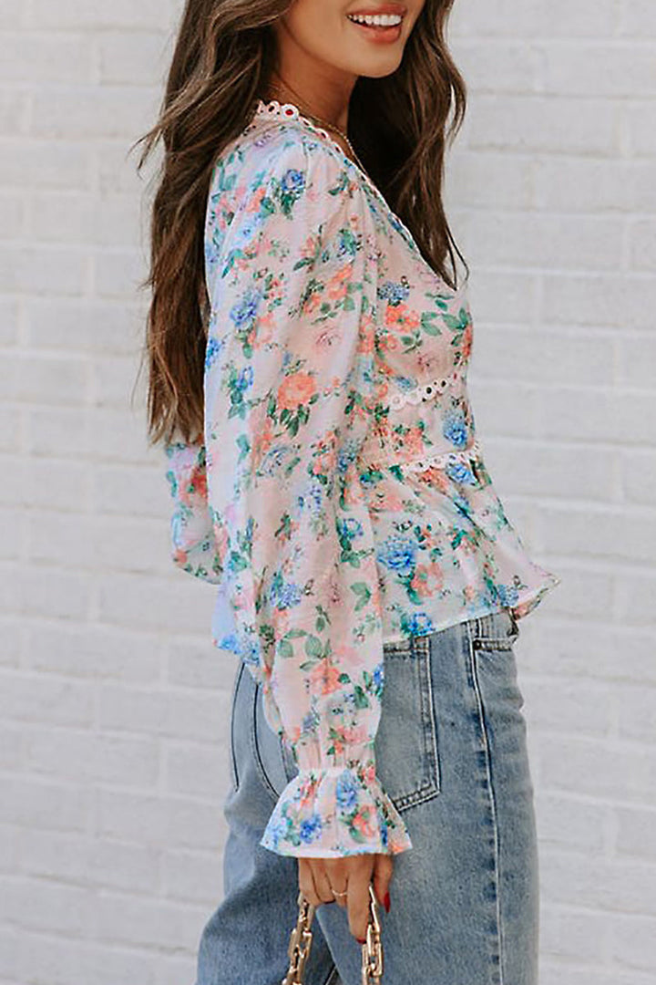 Stilla | Afslappet Sweet Print Tryk V-hals Toppe