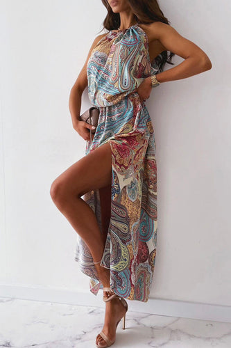 Stilla | Årgang Elegant Print Halter A-line Kjoler