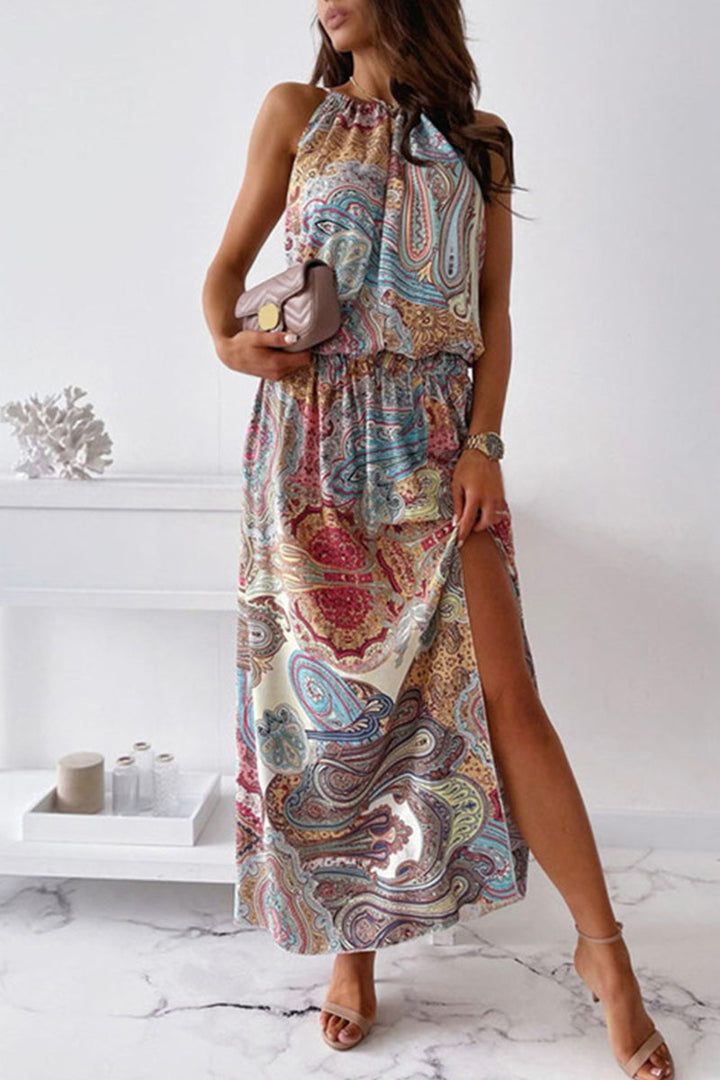 Stilla | Årgang Elegant Print Halter A-line Kjoler