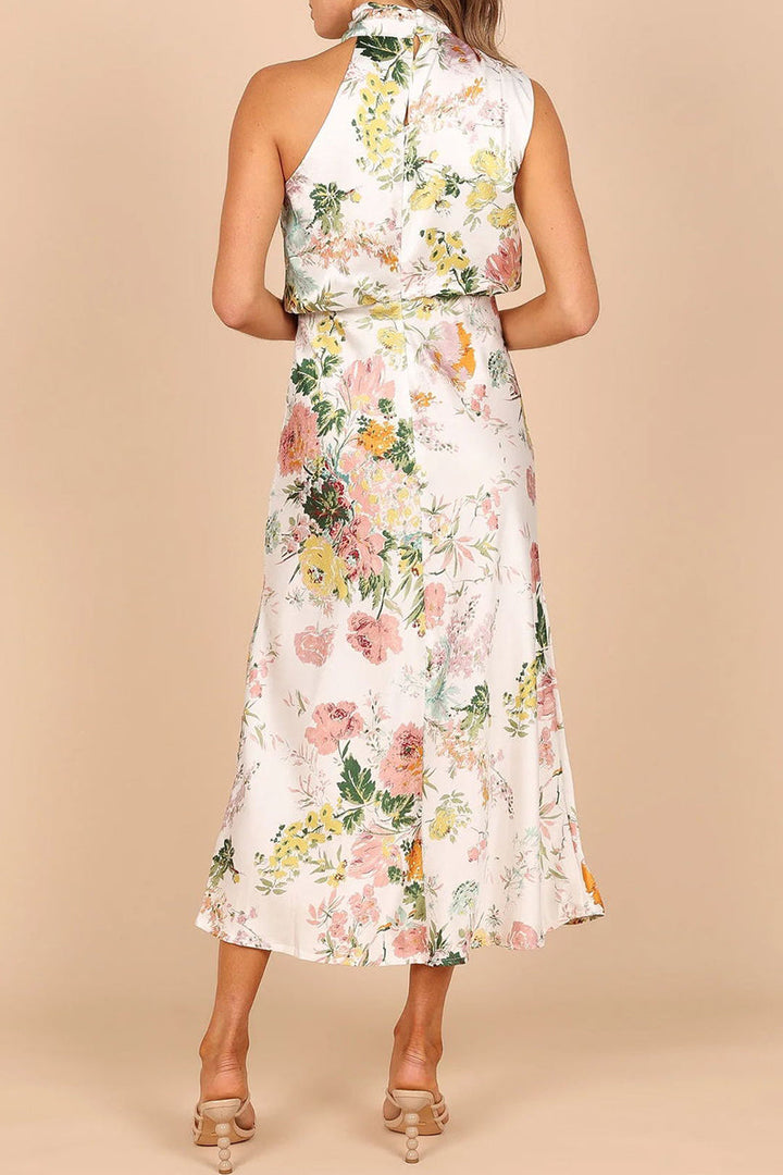 Stilla | Berømtheder Elegant Blomster Patchwork Halter A-linje Kjoler