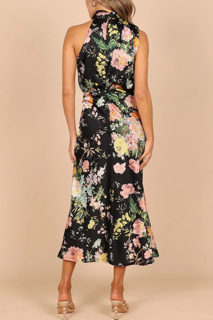 Stilla | Berømtheder Elegant Blomster Patchwork Halter A-linje Kjoler