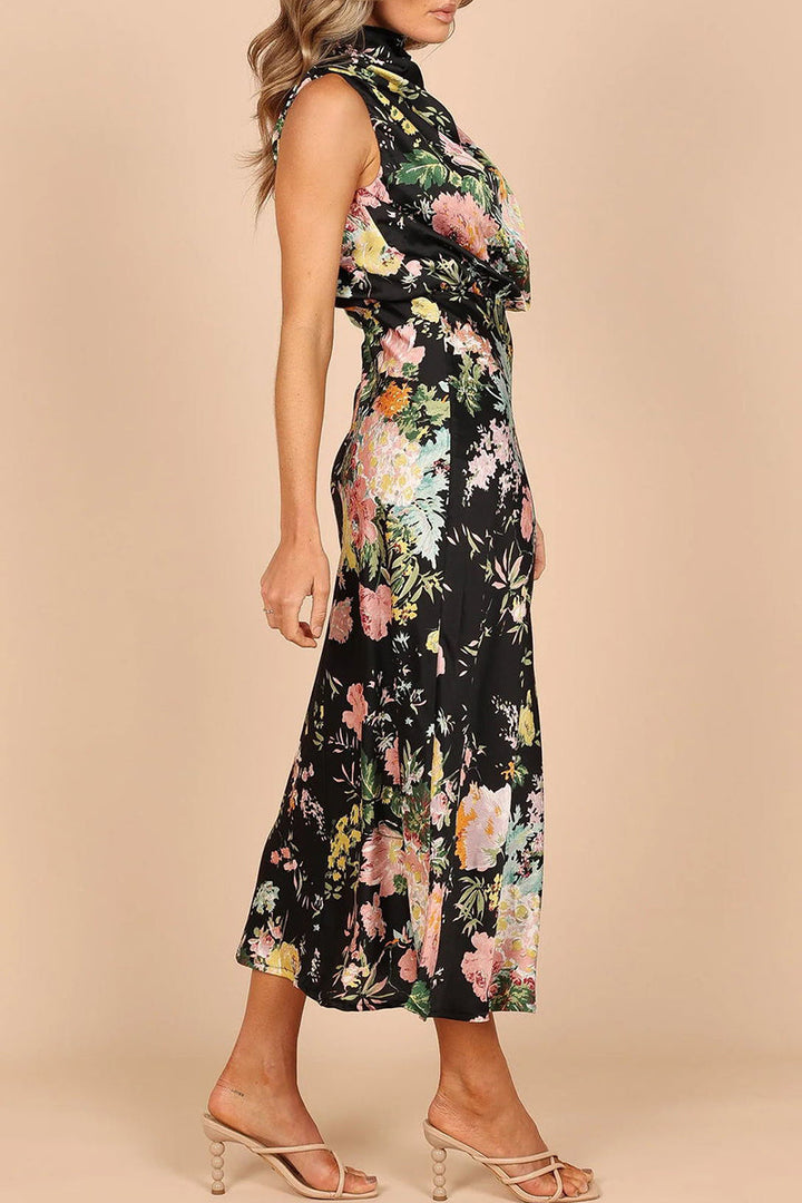 Stilla | Berømtheder Elegant Blomster Patchwork Halter A-linje Kjoler