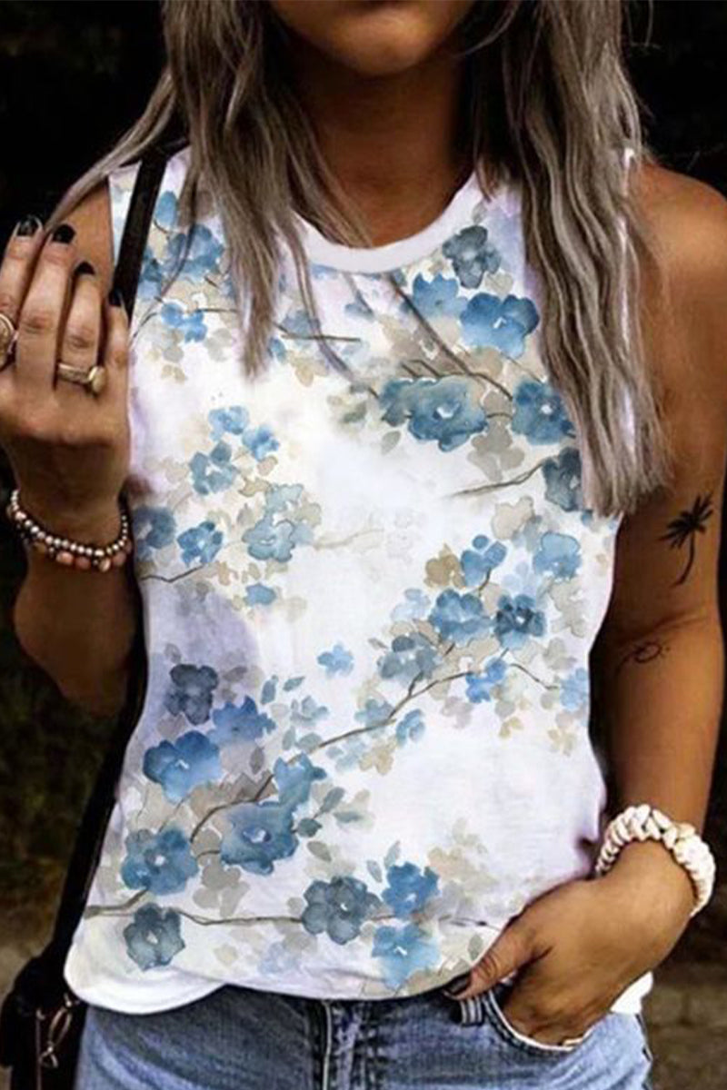 Stilla | Afslappet Ferie Floral Patchwork O Hals Toppe
