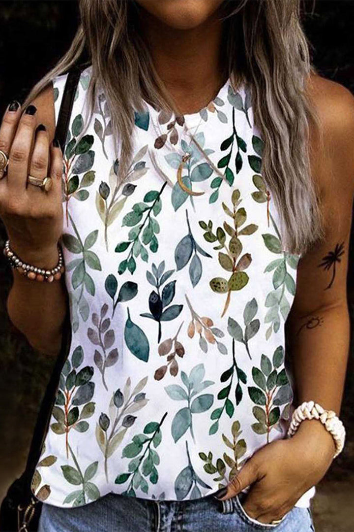 Stilla | Afslappet Ferie Floral Patchwork O Hals Toppe