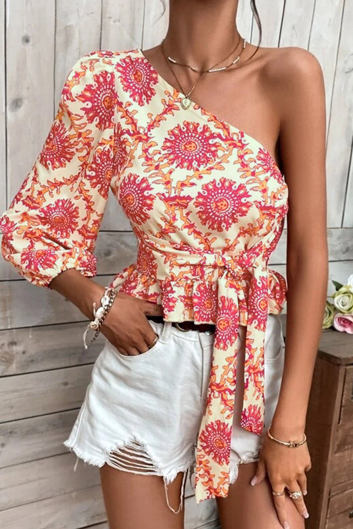 Stilla | Elegant Ferie Ikke Positionering Trykt Patchwork Skrå Krave Toppe