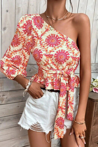Stilla | Elegant Ferie Ikke Positionering Trykt Patchwork Skrå Krave Toppe