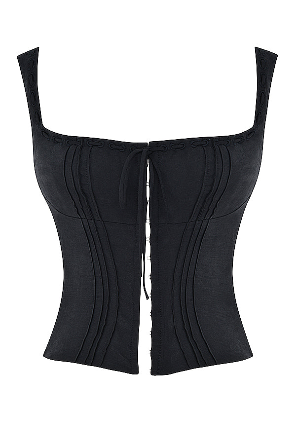 Stilla | Tekstureret Sort Top