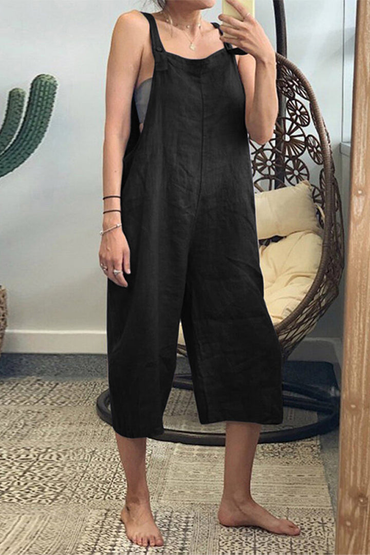 Stilla | Enkel Casual Patchwork Dungaree med Ensfarvet Firkantet Udsnit