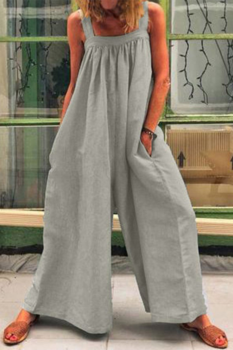 Stilla | Afslappet Daily Solid Square Krave Løs Jumpsuits