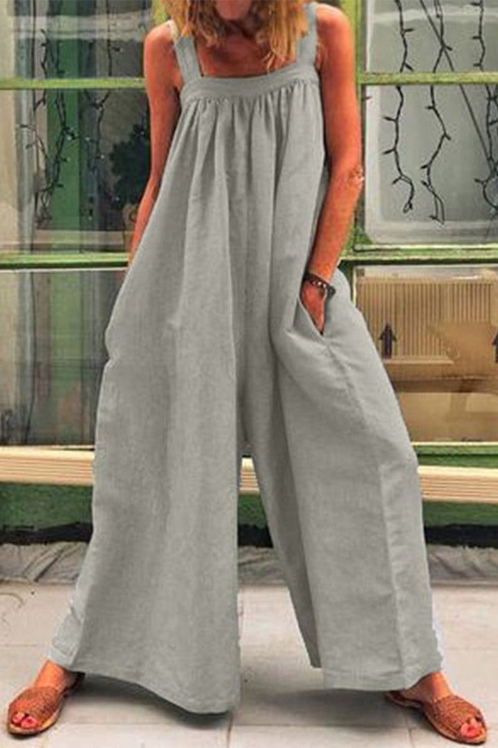 Stilla | Afslappet Daily Solid Square Krave Løs Jumpsuits