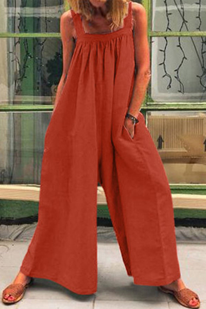 Stilla | Afslappet Daily Solid Square Krave Løs Jumpsuits