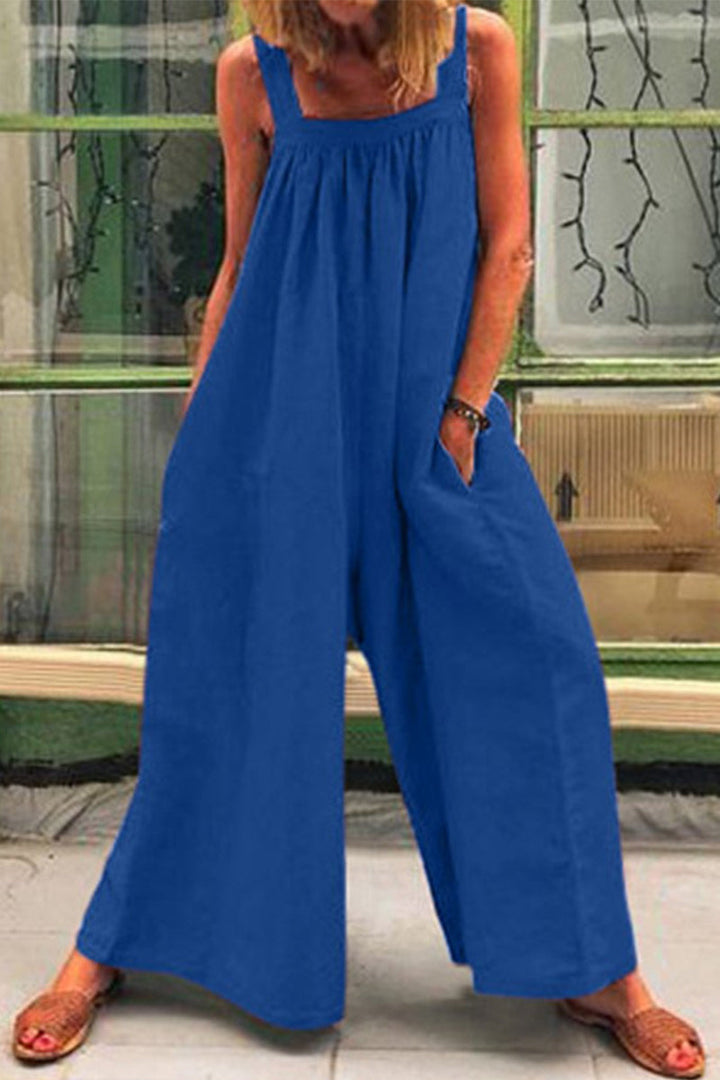 Stilla | Afslappet Daily Solid Square Krave Løs Jumpsuits