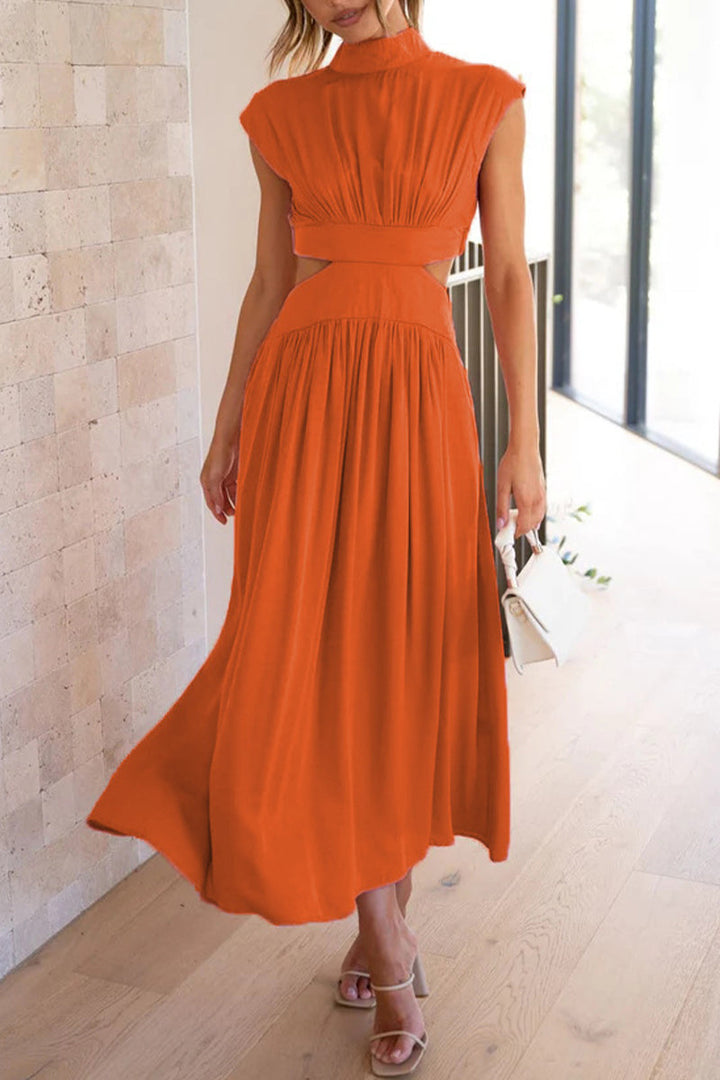 Stilla | Sød Elegant Solid Hullet Mandarin Krave A-linje Kjoler