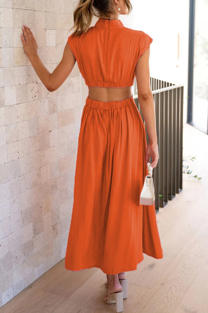 Stilla | Sød Elegant Solid Hullet Mandarin Krave A-linje Kjoler