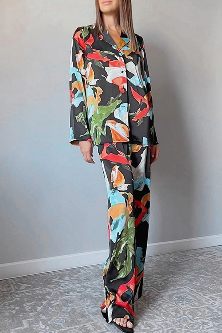 Stilla | Fritid Living Ensemble To Stykker Geometrisk Patchwork Omslag Krave Lange Ærmer