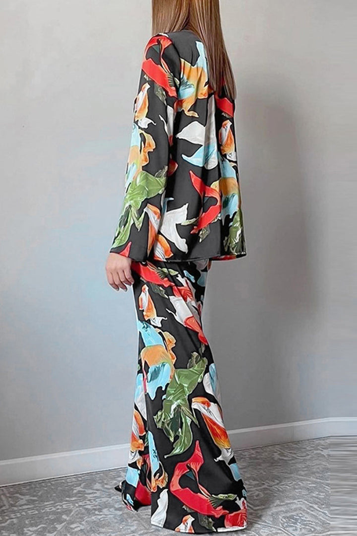 Stilla | Fritid Living Ensemble To Stykker Geometrisk Patchwork Omslag Krave Lange Ærmer