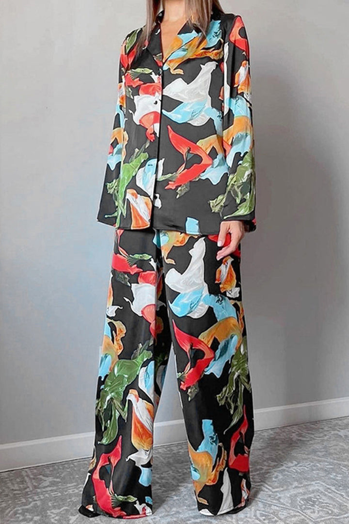 Stilla | Fritid Living Ensemble To Stykker Geometrisk Patchwork Omslag Krave Lange Ærmer