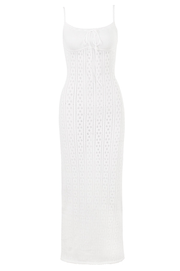 Stilla | Hvid Strikket Maxi Kjole