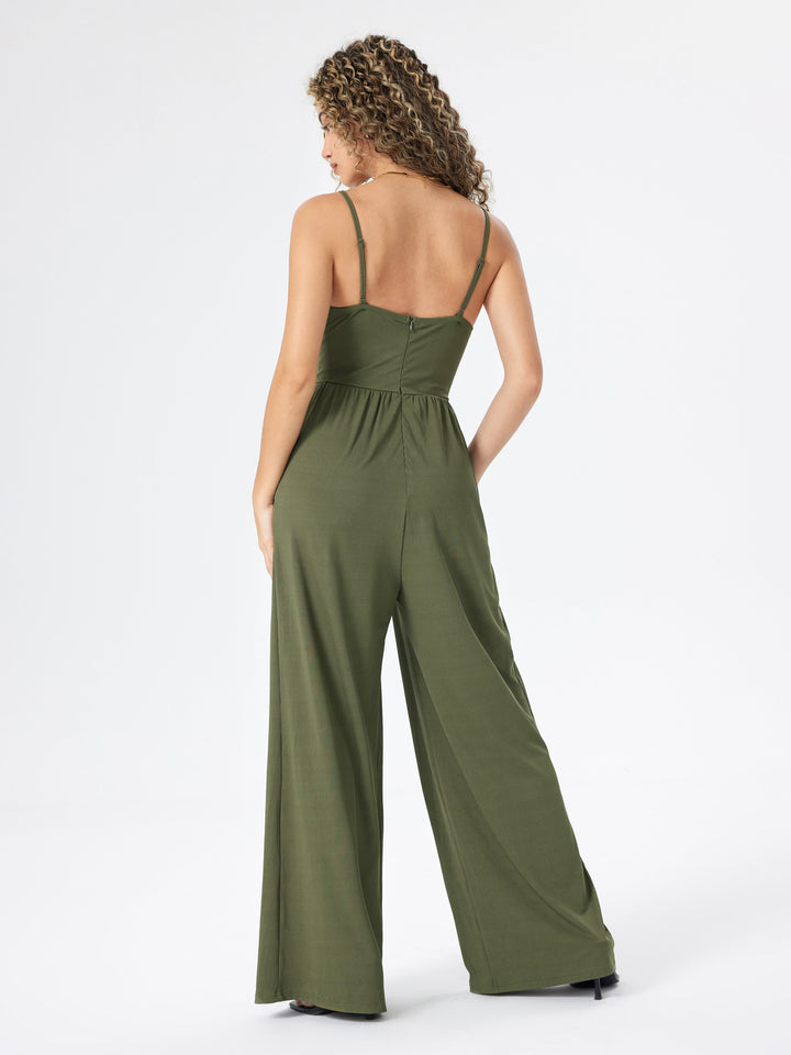 Stilla | V-hals Jumpsuit Med Brede Ben