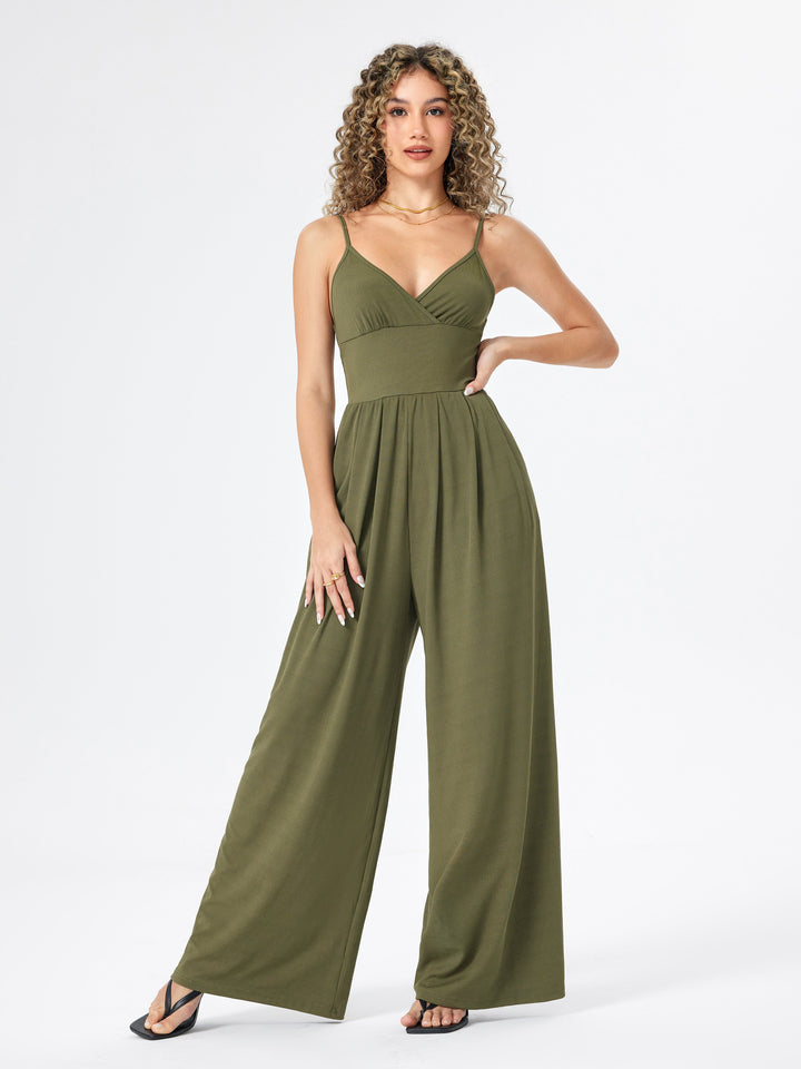 Stilla | V-hals Jumpsuit Med Brede Ben