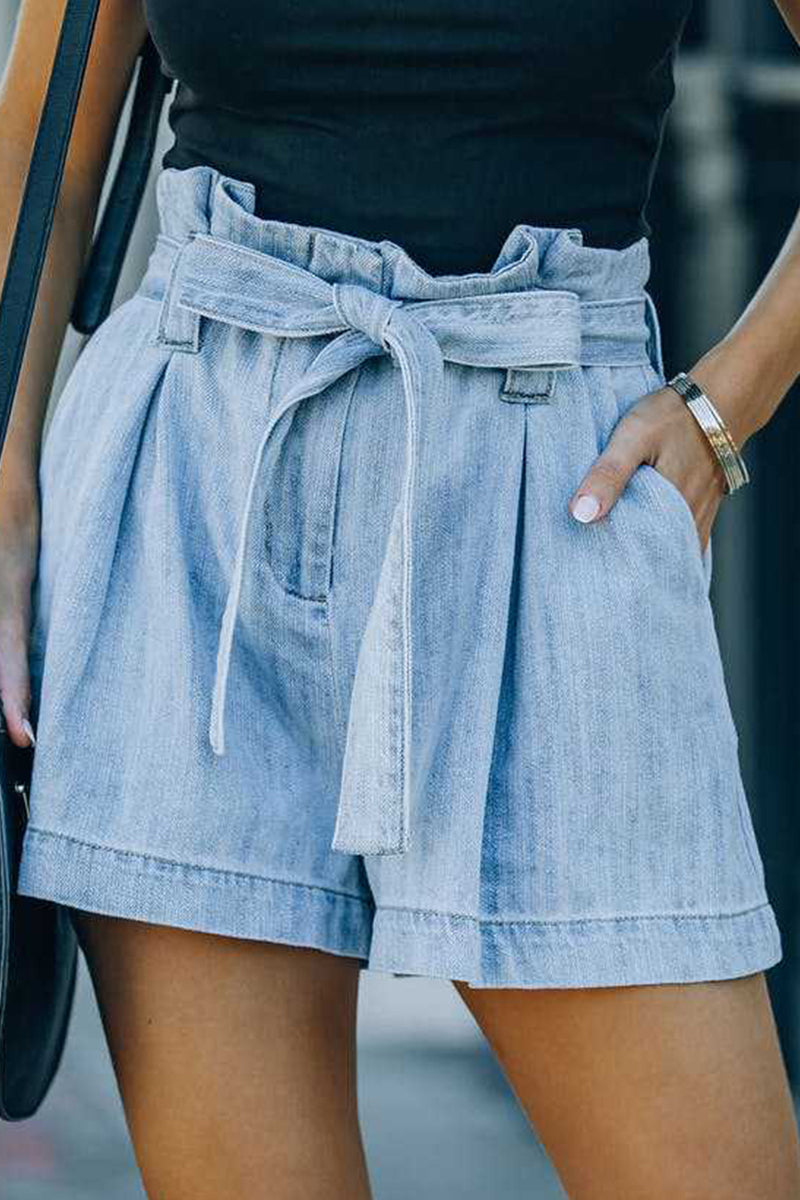 Stilla | Afslappet Street Solid Make Old Frenulum Loose Denim Shorts