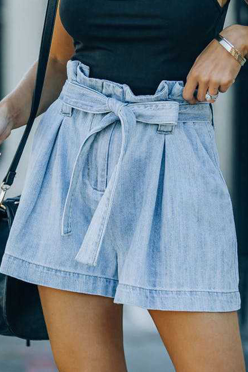 Stilla | Afslappet Street Solid Make Old Frenulum Loose Denim Shorts
