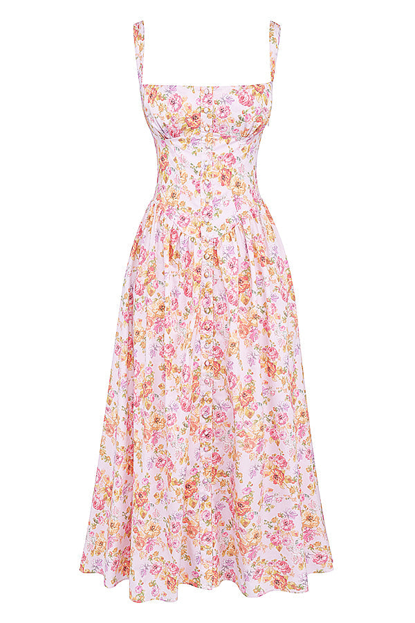 Stilla | Midi Solkjole Med Blomster
