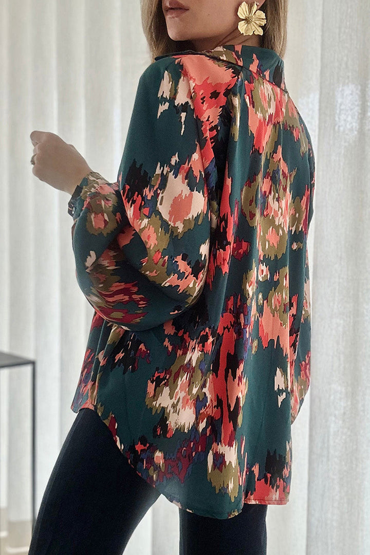 Stilla | Elegant V-udskæring Patchwork Overdele Til Arbejde