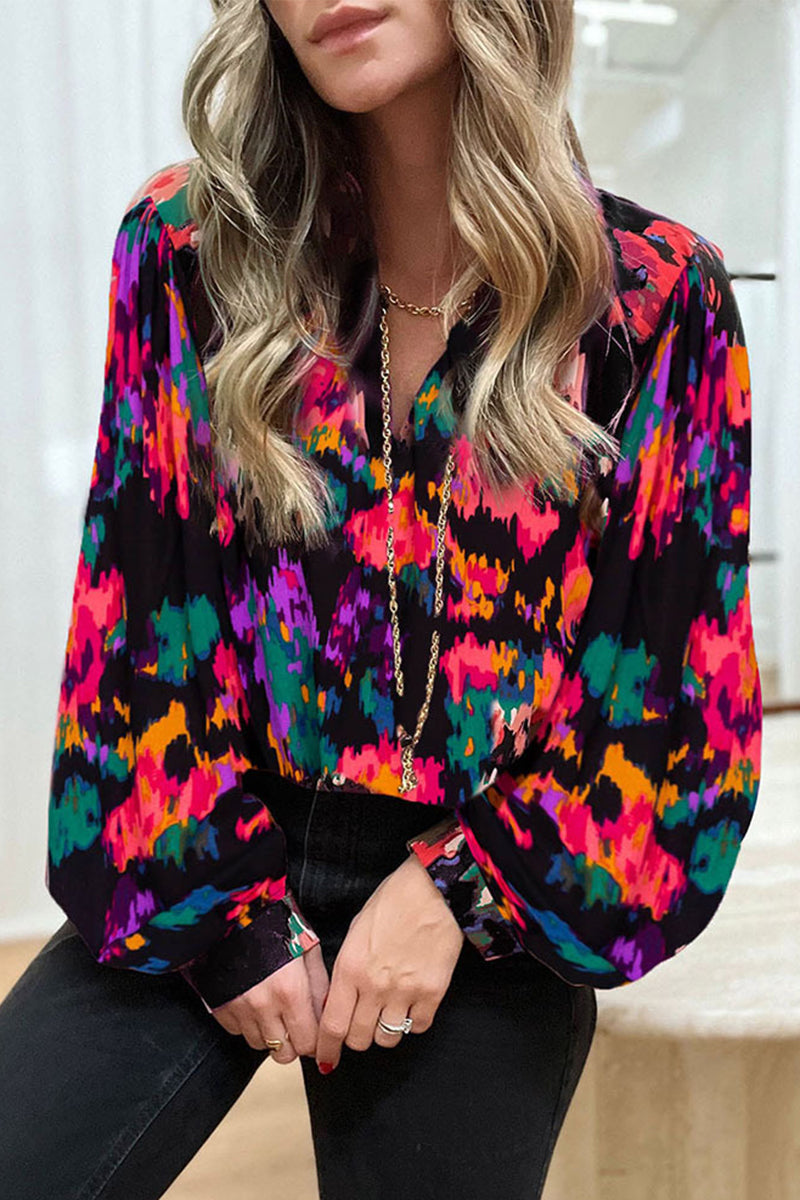 Stilla | Elegant V-udskæring Patchwork Overdele Til Arbejde