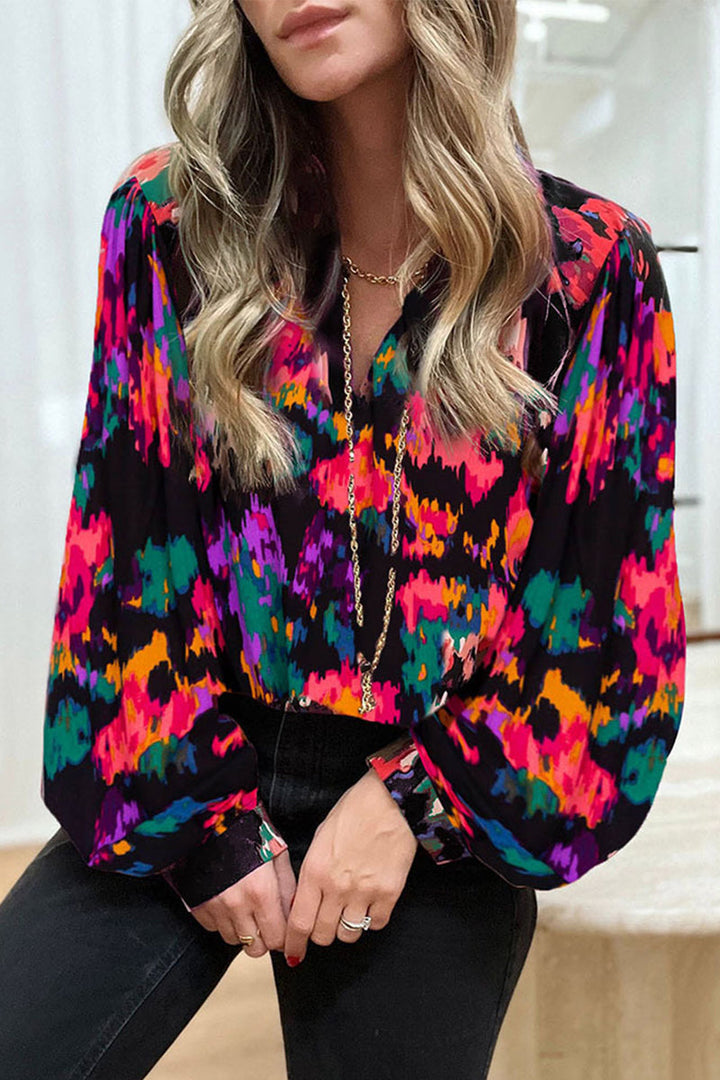 Stilla | Elegant V-udskæring Patchwork Overdele Til Arbejde