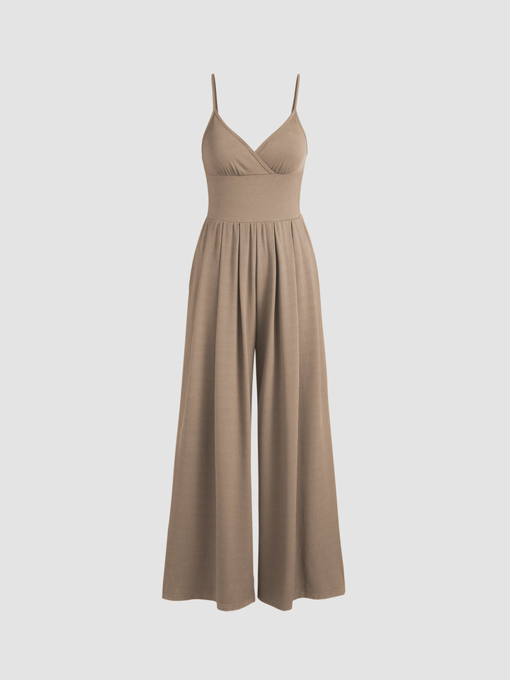 Stilla | V-hals Jumpsuit Med Brede Ben