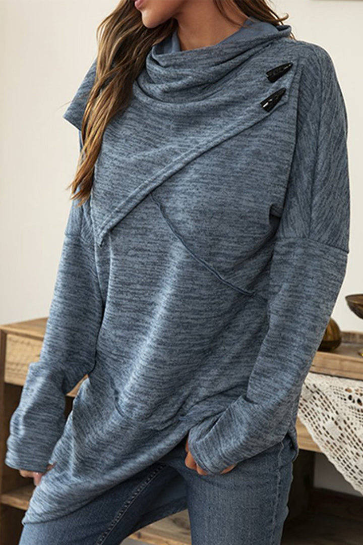 Stilla | Casual Unis Patchwork Toppe med Asymmetrisk Skalkrave
