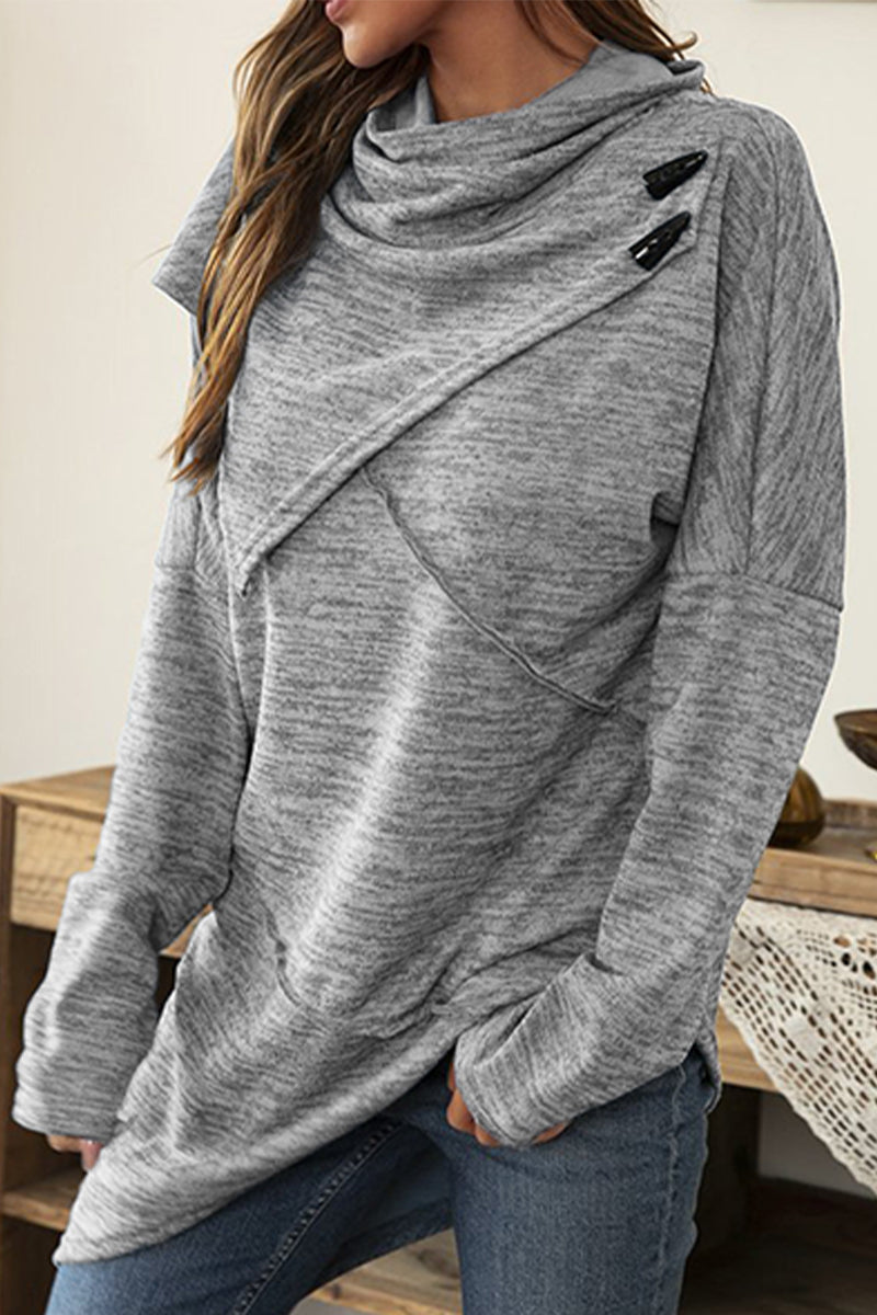Stilla | Casual Unis Patchwork Toppe med Asymmetrisk Skalkrave