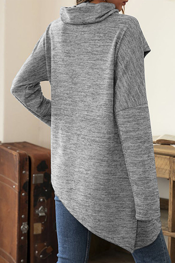 Stilla | Casual Unis Patchwork Toppe med Asymmetrisk Skalkrave