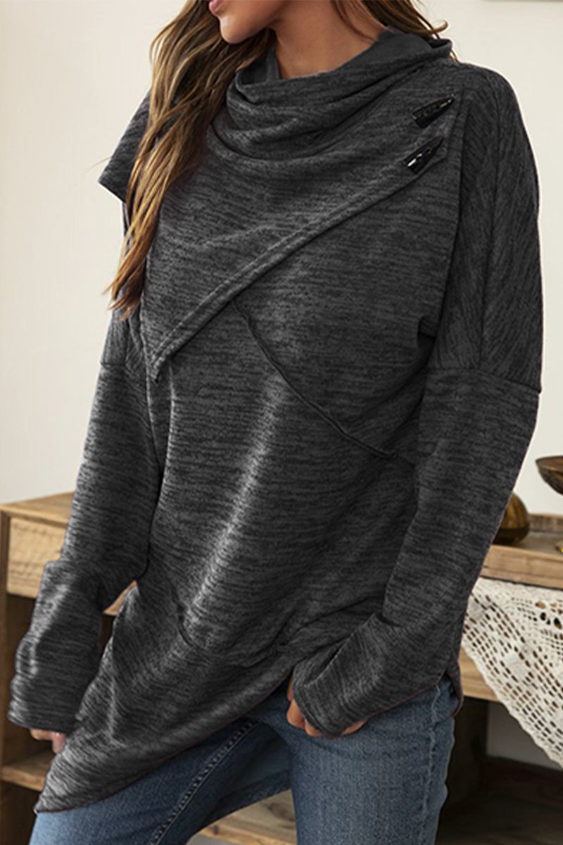 Stilla | Casual Unis Patchwork Toppe med Asymmetrisk Skalkrave