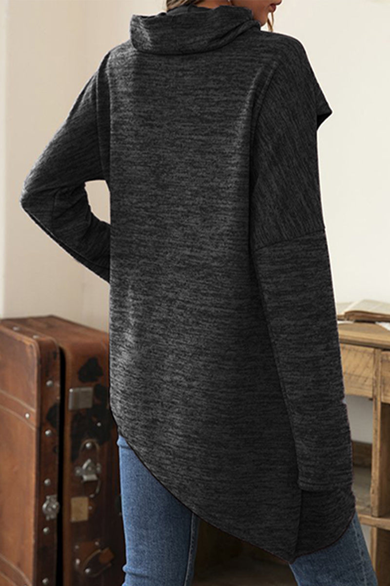 Stilla | Casual Unis Patchwork Toppe med Asymmetrisk Skalkrave