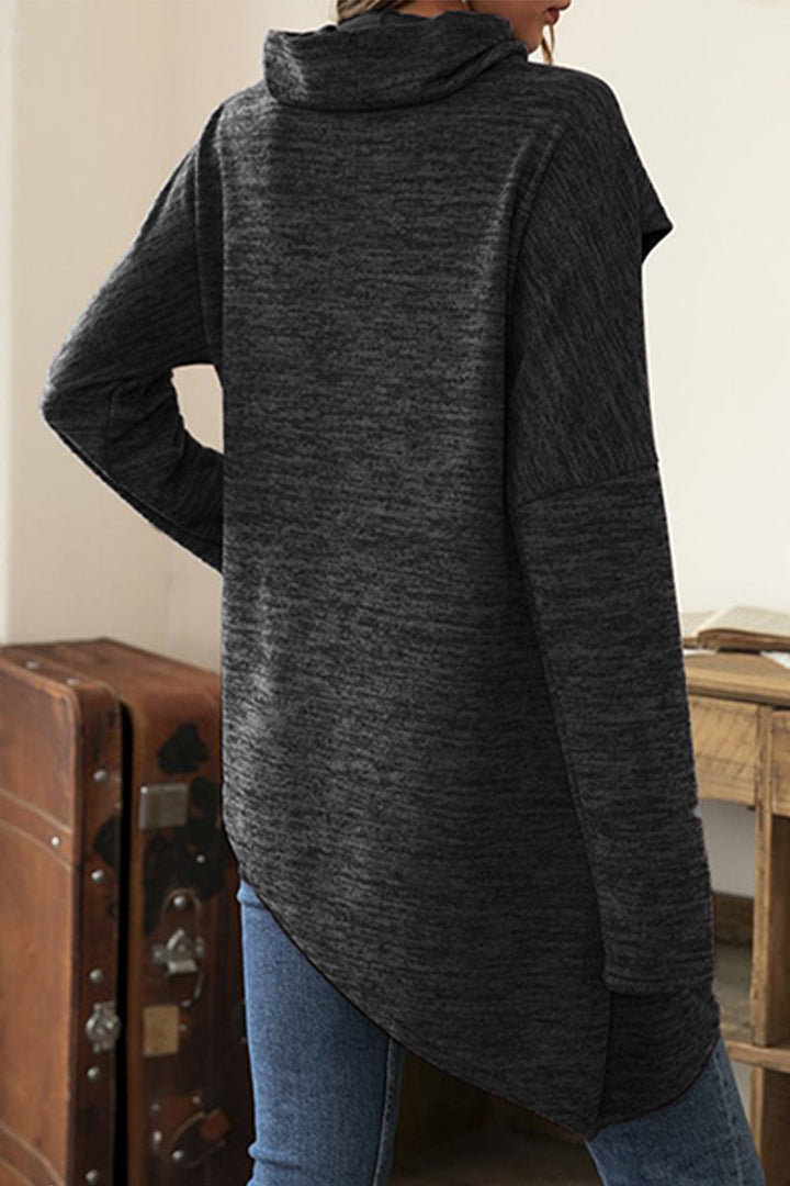 Stilla | Casual Unis Patchwork Toppe med Asymmetrisk Skalkrave