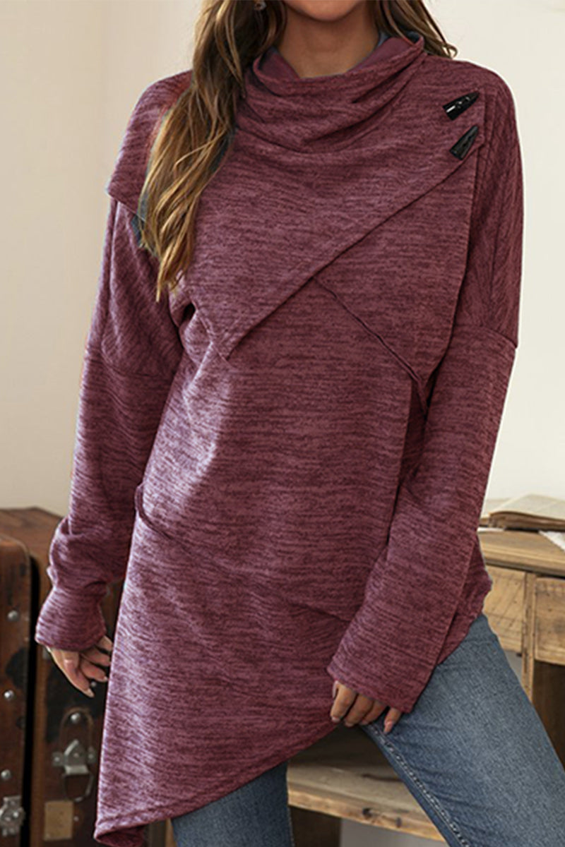 Stilla | Casual Unis Patchwork Toppe med Asymmetrisk Skalkrave