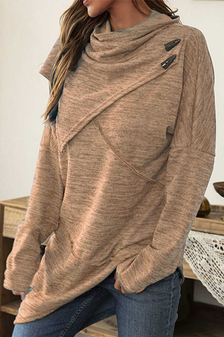 Stilla | Casual Unis Patchwork Toppe med Asymmetrisk Skalkrave