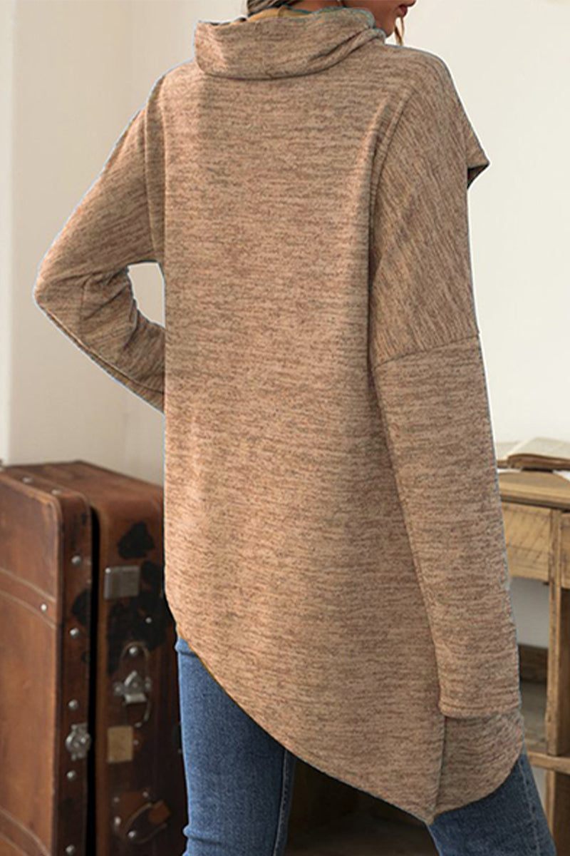 Stilla | Casual Unis Patchwork Toppe med Asymmetrisk Skalkrave