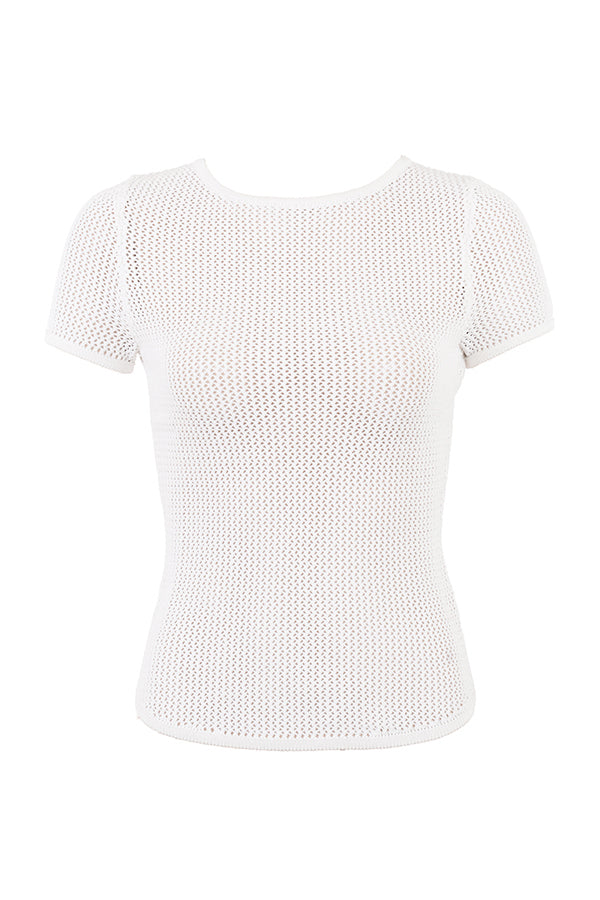 Stilla | Hvid Strik Top Med Mini Nederdel