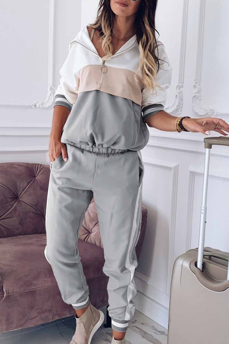 Stilla | Elegant To-delt Kjole Med Lange Ærmer i Ensfarvet Med Hætte og Krave