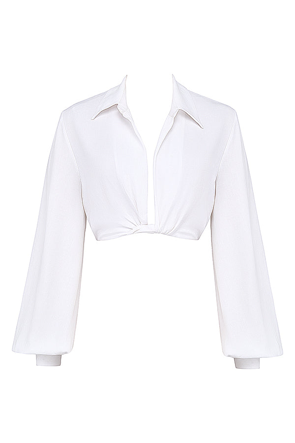 Stilla | Hvid Dyb Blouson Top Med Plisseret Maxi Nederdel